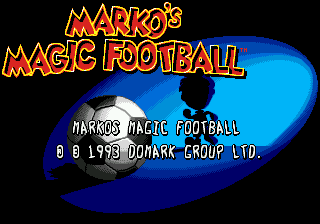 Marko's Magic Football title screen for Sega Mega Drive